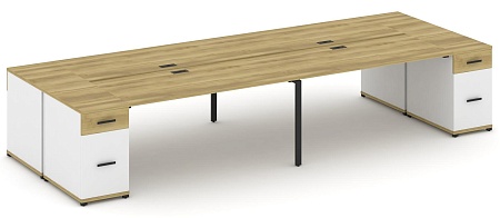 Рабочая станция на 4 места с двумя опорными тумбами CN.DRS-432 B/W