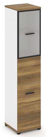 Шкаф одна узкая секция, 5 ниш (фасад ЛДСП  на 3 ниши + фасад стекло белое матовое в раме, на 2 ниши) CN.STU-515 RM B/W