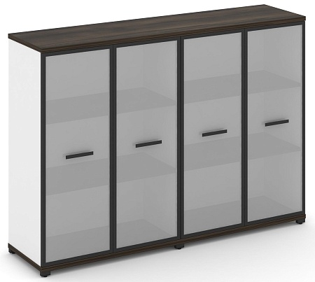 Шкаф две широкие секции, 3 ниши (4 фасада стекло белое матовое в раме, 3 ниши) CN.STS-326 RM B/W