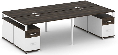 Рабочая станция на 4 места с двумя двухсторонними опорными тумбами CN.DRS-331 B/W