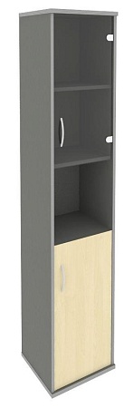 Шкаф высокий узкий правый (1 низкая дверь ЛДСП, 1 низкая дверь стекло) А.СУ-1.4 (R)