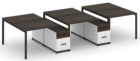 Рабочая станция на 6 мест с двумя двухсторонними опорными тумбами CN.DRS-337 B/W