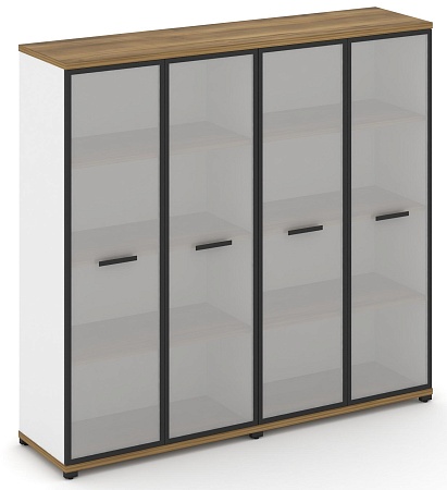 Шкаф две широкие секции, 4 ниши (4 фасада стекло белое матовое в раме, 4 ниши) CN.STS-426 RM B/W
