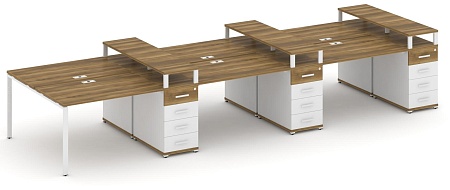 Рабочая станция на 6 мест с шестью опорными тумбами CN.DRS-474 B/W