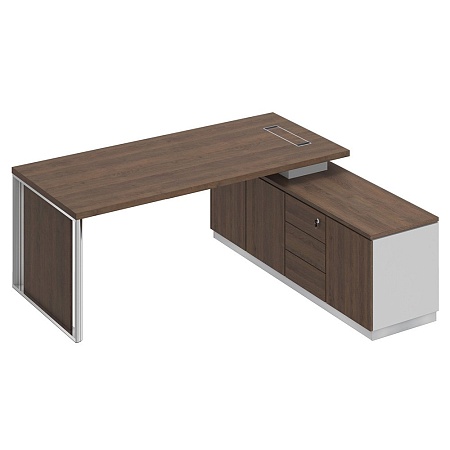 Стол руководителя на опорной тумбе с декоративной вставкой правый БР 108R