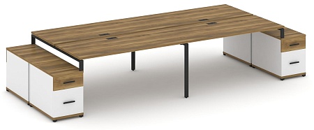 Рабочая станция на 4 места с двумя двухсторонними опорными тумбами CN.DRS-332 B/W