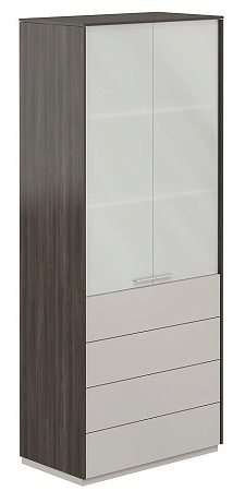 Шкаф высокий со стеклом мат., 4 ящ. NZ-0332