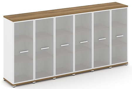 Шкаф шесть узких секций, 3 ниши (6 фасадов стекло белое матовое в раме, 3 ниши) CN.STU-366 RM B/W