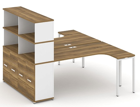 Рабочая станция с опорным распашным шкафом с надставкой высокой CN.DSA-216 B/W