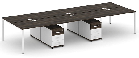 Рабочая станция на 6 мест с двумя двухсторонними опорными тумбами CN.DRS-343 B/W