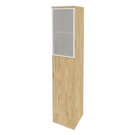 Шкаф высокий узкий правый (1 средний фасад ЛДСП + 1 низкий фасад стекло в раме) O.SU-1.7R(R)