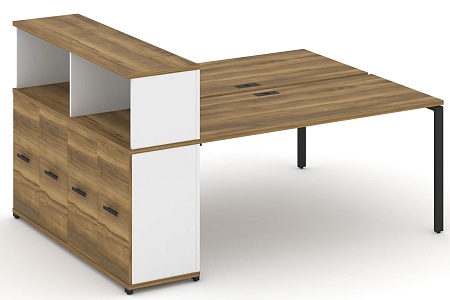 Рабочая станция с опорным распашным шкафом с надставкой низкой CN.DRS-228 B/W