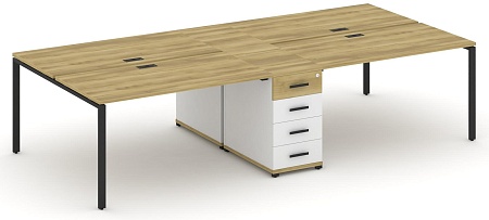 Рабочая станция на 4 места с двумя опорными тумбами CN.DRS-419 B/W