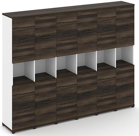 Шкаф шесть узких секций, 5 ниш (6 фасадов ЛДСП, 2 ниши + 6 фасадов ЛДСП,  2 ниши) CN.STU-563 B/W