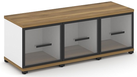 Шкаф три узкие секции, 1 ниша (3 фасада стекло прозрачное в раме, 1 ниша) CN.STU-133 RP B/W