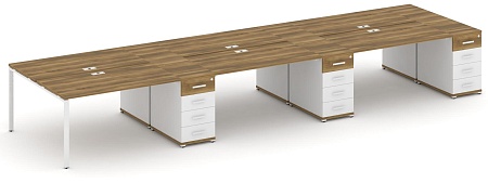 Рабочая станция на 6 мест с четыремя опорными тумбами CN.DRS-459 B/W