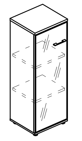 Шкаф средний узкий со стеклянной дверью в алюминиевой рамке левый (топ ДСП) МР 9470