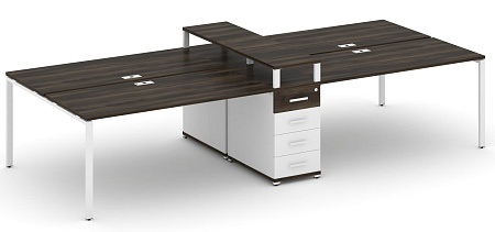 Рабочая станция на 6 мест с четыремя опорными тумбами CN.DRS-436 B/W