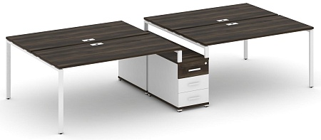 Рабочая станция на 4 места с двухсторонней опорной тумбой CN.DRS-312 B/W