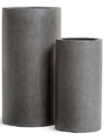 Кашпо TREEZ Effectory Beton Высокий цилиндр Тёмно-серый бетон в-80 см, д-41 см