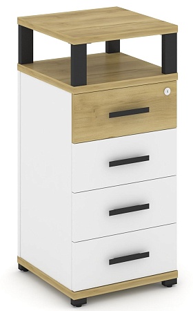 Тумба опорная/приставная  4 ящика. С надставкой. CN.TUO-003 B/W