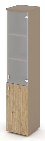 Шкаф высокий узкий правый (1 низкий фасад ЛДСП + 1 средний фасад стекло сатин матовый) ES.SU-1.2(R)