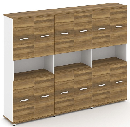 Шкаф три широкие секции, 5 ниш (6 фасадов ЛДСП, 2 ниши + 6 фасадов ЛДСП, 2 ниши) CN.STS-533 B/W