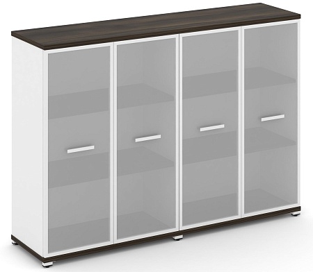 Шкаф две широкие секции, 3 ниши (4 фасада стекло белое матовое в раме, 3 ниши) CN.STS-326 RM B/W
