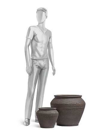 Кашпо Treez Ergo Nero Чаша-амфора Чёрный туф в-46 см, д-54 см