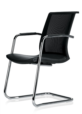 Кресло на полозьях, кожа ЧЕРНЫЙ/ХРОМ Skin black Dakota black