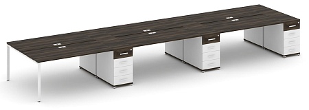 Рабочая станция на 6 мест с четыремя опорными тумбами CN.DRS-460 B/W