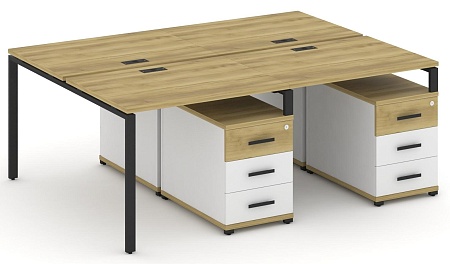 Рабочая станция на 4 места с двумя двухсторонними опорными тумбами CN.DRS-317 B/W