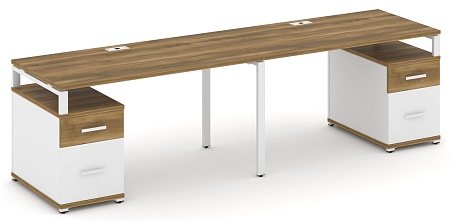 Рабочая станция на 2 места с двумя опорными тумбами CN.ORS-323 B/W