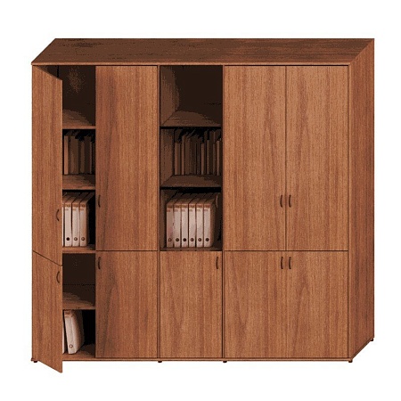 Шкаф комбинированный высокий (закрытый + стекло узкий + закрытый) Исп.56