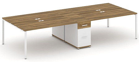 Рабочая станция на 4 места с двумя опорными тумбами CN.DRS-424 B/W