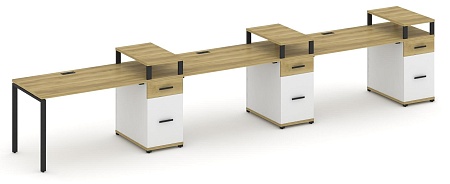 Рабочая станция на 3 места с тремя опорными тумбами CN.ORS-462 B/W