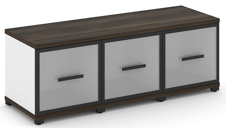 Шкаф три узкие секции, 1 ниша (3 фасада стекло белое матовое в раме, 1 ниша) CN.STU-133 RM B/W