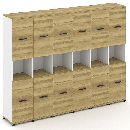 Шкаф шесть узких секций, 5 ниш (6 фасадов ЛДСП, 2 ниши + 6 фасадов ЛДСП,  2 ниши) CN.STU-563 B/W