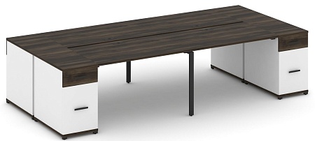 Рабочая станция на 4 места с двумя опорными тумбами CN.DRS-430 B/W