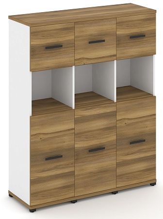 Шкаф три узкие секции, 4 ниши (3 фасада ЛДСП, 2 ниши + 3 фасада ЛДСП, 1 ниша) CN.STU-435  B/W