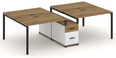 Рабочая станция на 4 места с двухсторонней опорной тумбой CN.DRS-314 B/W
