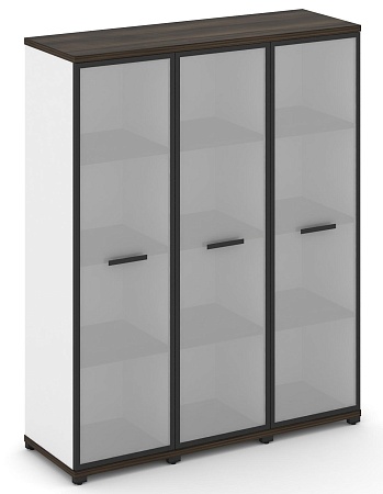 Шкаф три узкие секции, 4 ниши (3 фасада стекло белое матовое в раме, 4 ниши) CN.STU-436 RM B/W