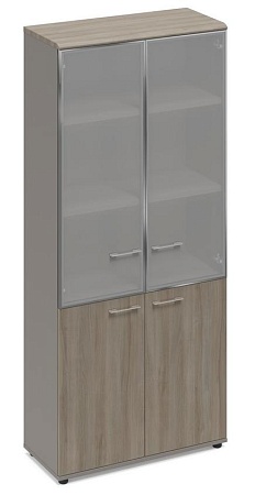 Шкаф со стеклянными дверьми в алюминиевой рамке (топ МДФ) МР 9380