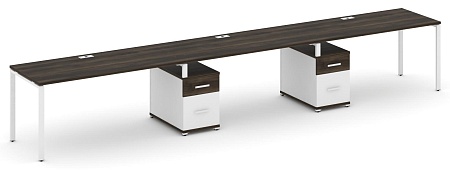 Рабочая станция на 3 места с двумя опорными тумбами CN.ORS-340 B/W