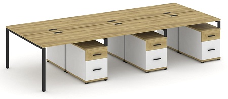 Рабочая станция на 6 мест с тремя двухсторонними опорными тумбами CN.DRS-354 B/W