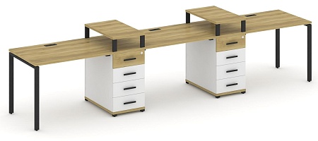 Рабочая станция на 3 места с двумя опорными тумбами CN.ORS-449 B/W
