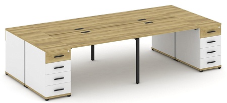 Рабочая станция на 4 места с двумя опорными тумбами CN.DRS-426 B/W