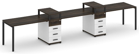 Рабочая станция на 3 места с двумя опорными тумбами CN.ORS-450 B/W