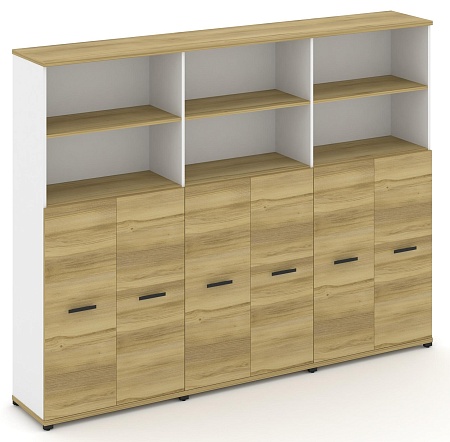 Шкаф три широкие секции, 5 ниш (6 фасадов ЛДСП, 3 ниши) CN.STS-534 B/W