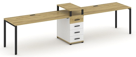 Рабочая станция на 2 места с одной опорной тумбой CN.ORS-420 B/W